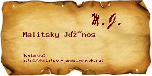 Malitsky János névjegykártya